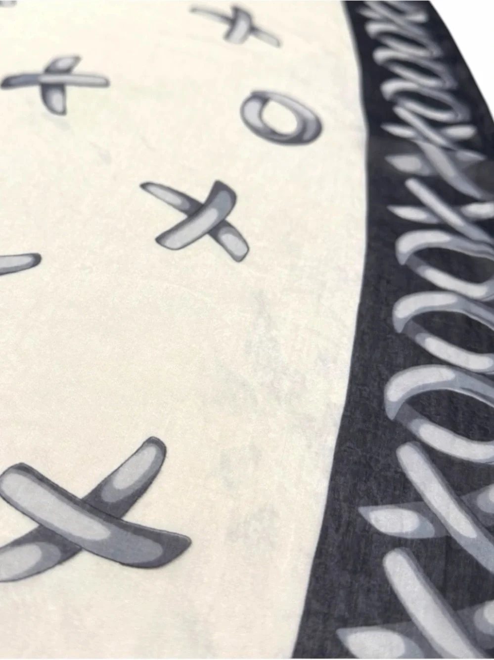 Vintage Paloma Picasso XOXO Silk Scarf Black Beige Hugs & Kisses Italy